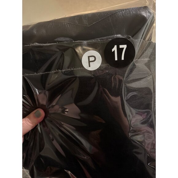 Express Black Leather Flared Motorcycle Pants Genuine Leather Nylon Womens - Picture 9 of 12